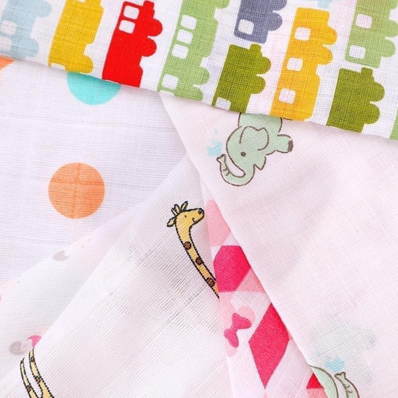 Khăn tắm cho bé, khăn tắm xô bé sơ sinh Muslin đa năng khổ 110x120 cm 100% cotton siêu mềm mại