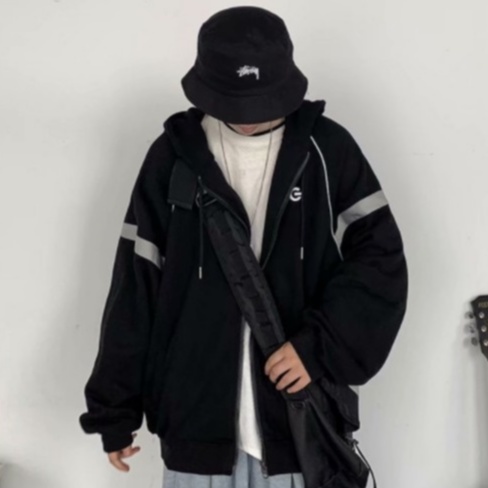 Áo Khoác Hoodie Phối Khóa Kéo áo khoác bóng chày nam Phong Cách Hàn Quốc Đơn Giản Thời Trang áo khoác varsity jacket unisex from rộng áo bóng chày nữ