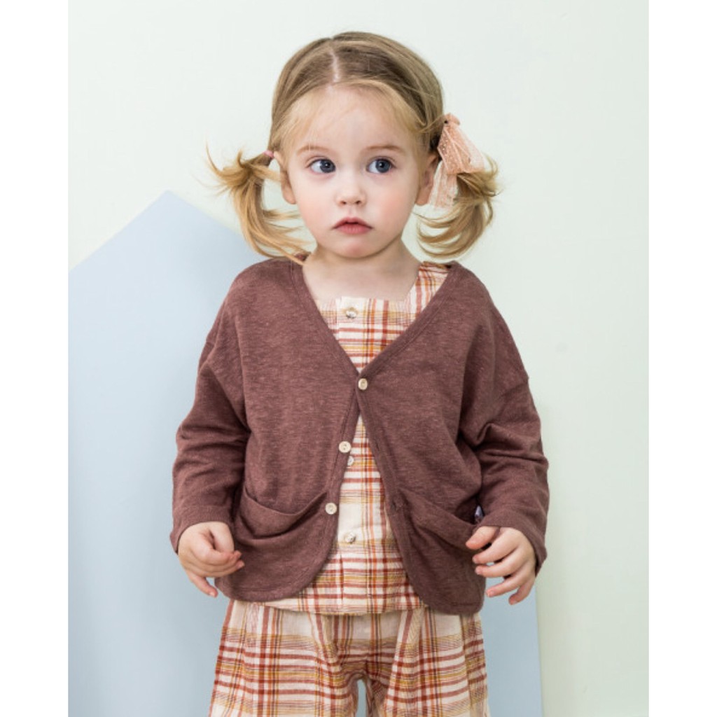 Áo khoác cardigan cotton xước 2 túi PIM-PO-LLO. HA0629 (4 màu)