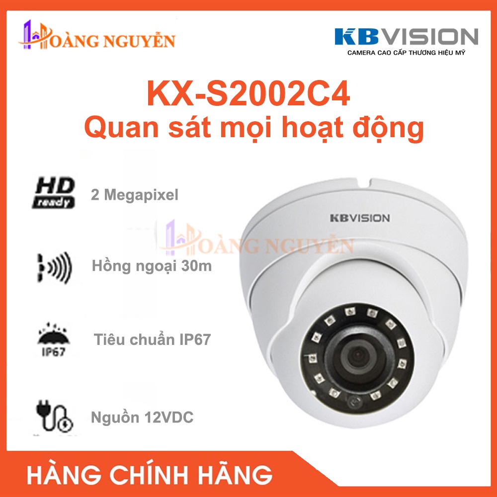 [NHÀ PHÂN PHỐI] Camera HDCVI Dome 2MP Starlight KBVISION KX-S2002C4