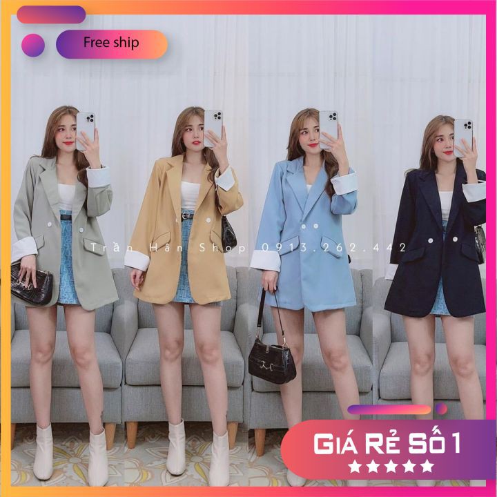 áo khoát vest blazer nữ túi nắp tay phối dài siêu xinh✨2002847