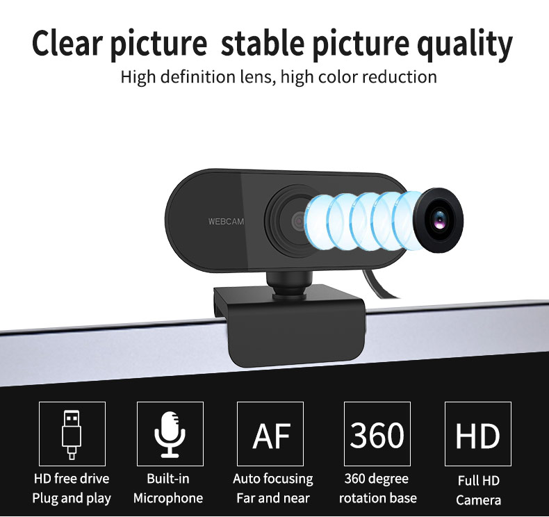 Webcam Lykry HD 1080P Tích Hợp Micrô Có Thể Điều Chỉnh 360 Độ Để Phát Trực Tiếp Cuộc Gọi Video | BigBuy360 - bigbuy360.vn