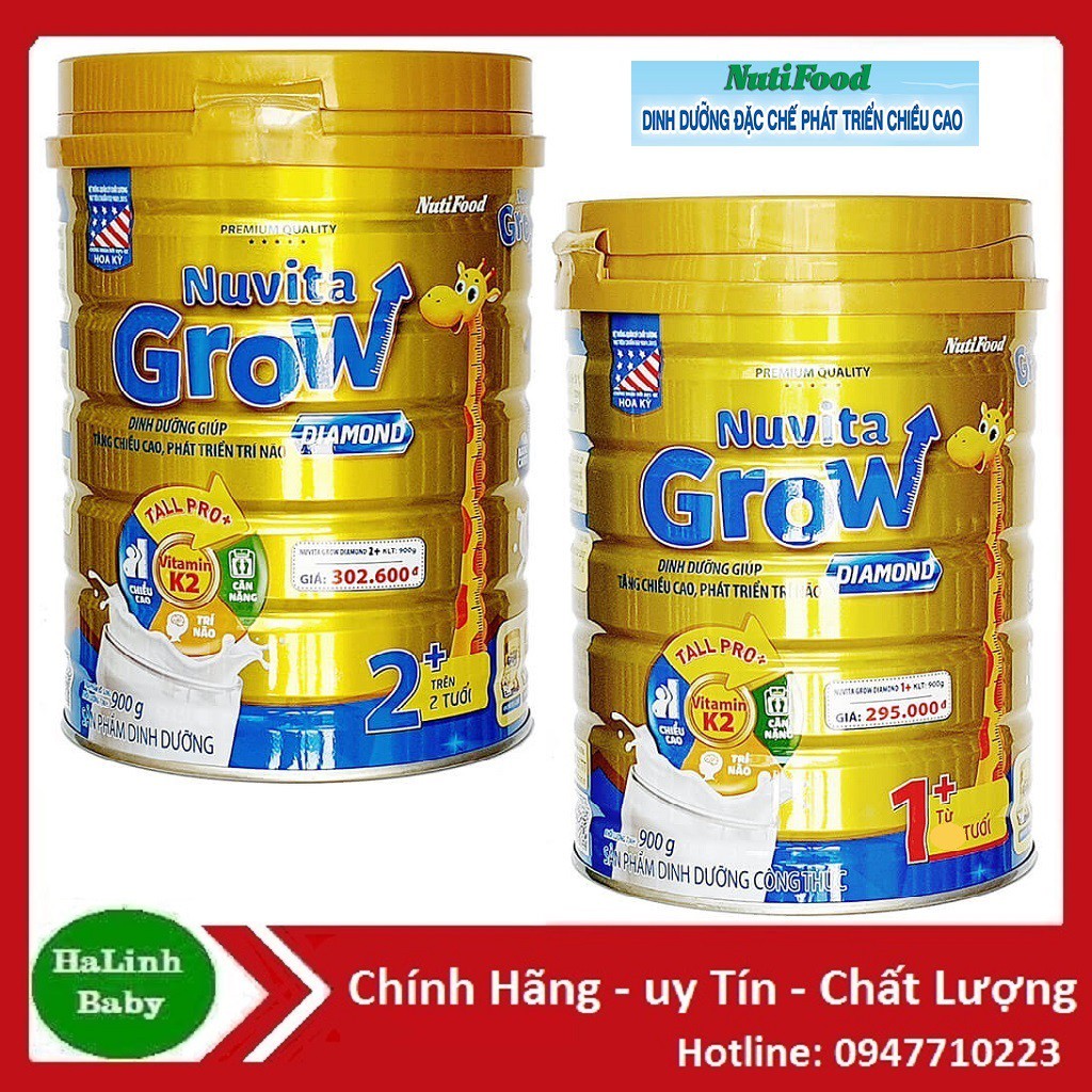 Sữa Nuvita Grow Diamond 1+ 2+ Hộp 900g (Date 2022)