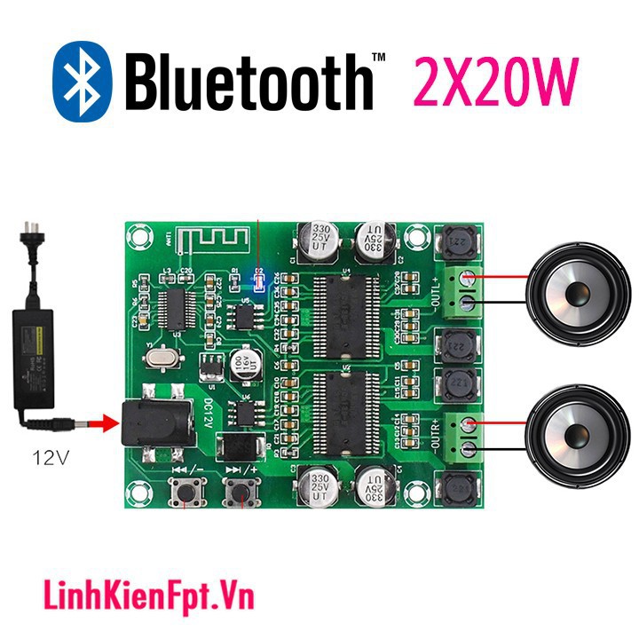 Mạch Khuếch Đại Âm Thanh Bluetooth 2x20W