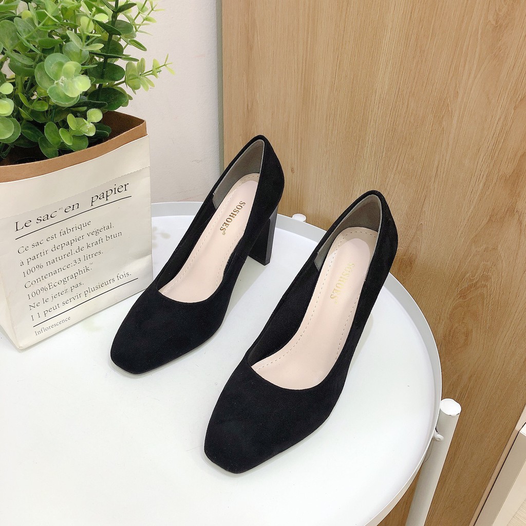 GIÀY CAO GÓT NỮ S O SHOES GÓT DẸT THỜI TRANG CAO 9 CM