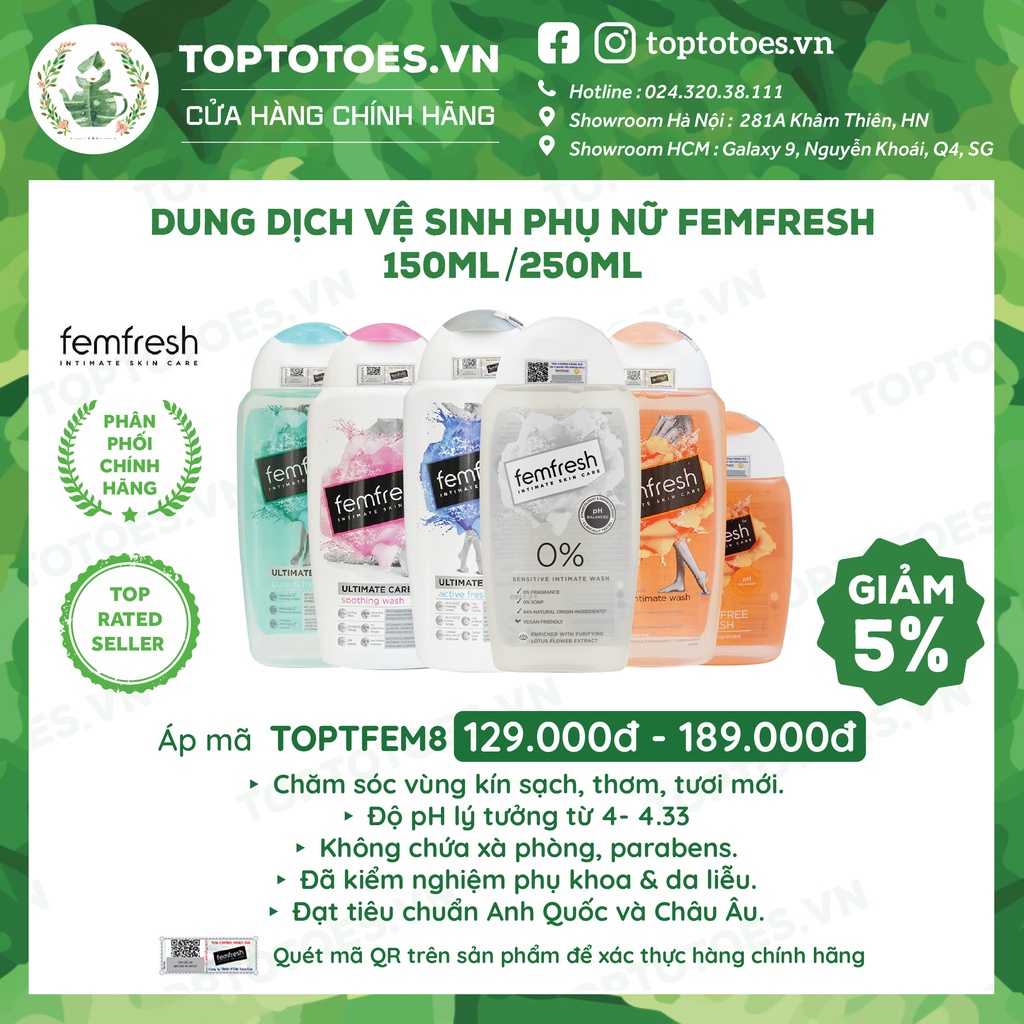 Dung dịch vệ phụ nữ Femfresh Daily Intimate Wash Anh Quốc 150ml/ 250ml [NHẬP KHẨU CHÍNH HÃNG 100%]