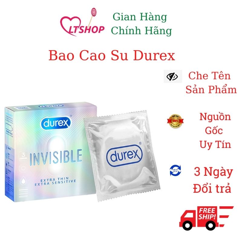 Bao Cao Su Durex Invisible Extra Sensitive  hộp 3 bao siêu mỏng ôm sát