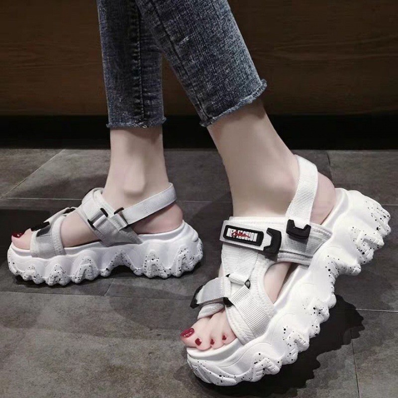 GIÀY ULZZANG, GIÀY SANDAL ĐẾ BÁNH MÌ PHỐI LƯỚI