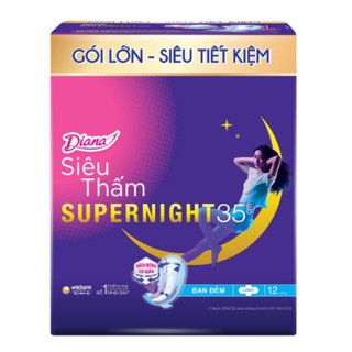 Băng vệ sinh Diana siêu thấm đêm 35cm (gói 12 miếng)