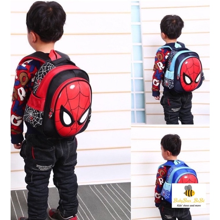 Balo siêu nhân Spider man cho bé mầm non, mẫu giáo năp nhựa chống nước, chống va đập