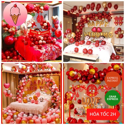 Bóng Chữ Happy Wedding Trang Trí Phòng Cưới Chính Hãng Dày Loại 1 - K66