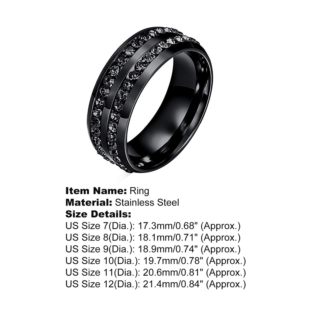 Nhẫn Cưới Bằng Thép Không Gỉ Đính Đá Đen Phong Cách Hàn Quốc