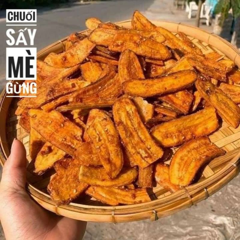 Chuối Sấy Mè Gừng Túi 500gr,  Hàng ngon nhà làm