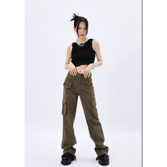 Quần Dài Lưng Cao Dáng Rộng Phong Cách Âu Mỹ Thời Trang Cho Nam Và Nữ