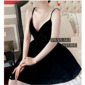 đầm nhung nơ lưng xinh phối dây ngọc tiểu thư sang chảnh l