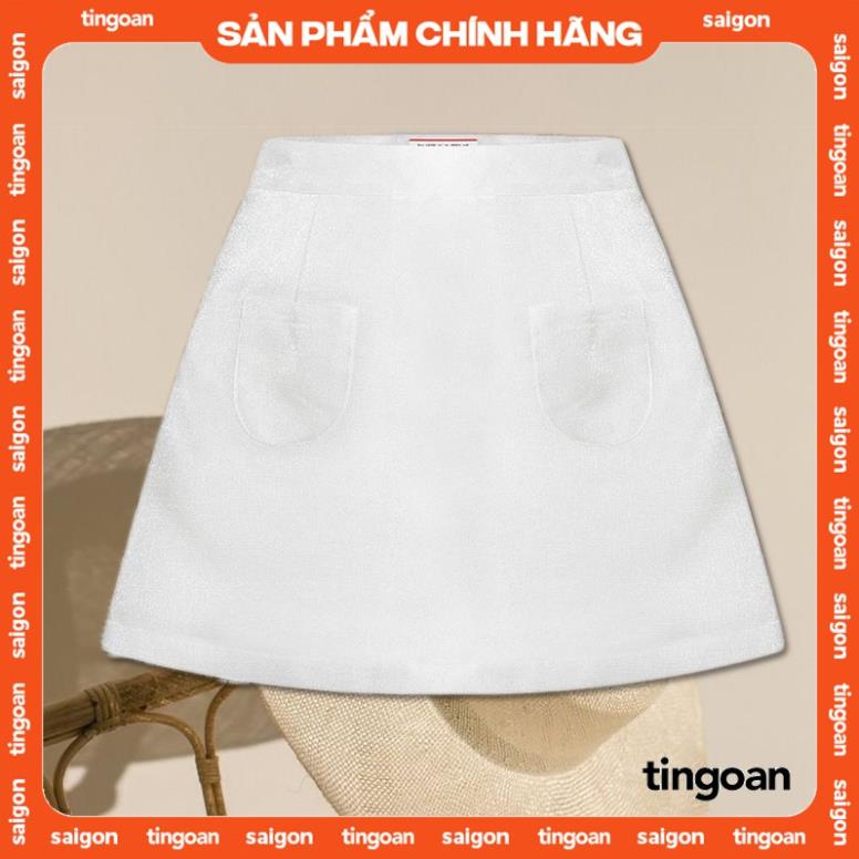 KJ Chân váy cạp cao tafta chữ A trắng BADDIE SKIRT/WH (có quần trong)
