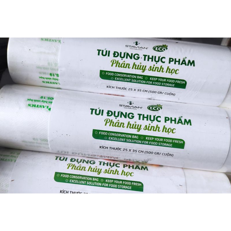 Túi đựng thực phẩm phân hủy sinh học Green Eco size 25x35cm (500gr/1 cuộn)