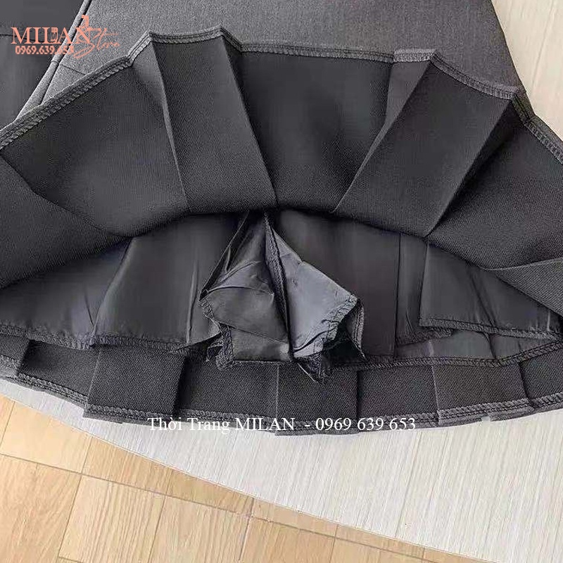 Chân váy xếp ly bản to dáng chân váy ngắn dập ly cạp cao khóa sườn kiểu chân váy tennis xếp li có quần trong đi biển học