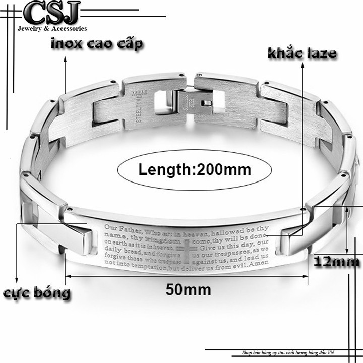 LẮC TAY NAM INOX CAO CẤP CHẠM THÁNH GIÁ PHONG CÁCH đẹp, không đen