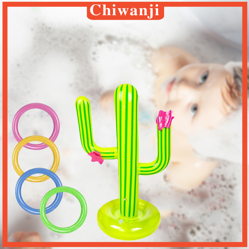 [CHIWANJI]Upgraded PVC Inflatable Cactus Rings Toss Game Set for Party Kids/Adult