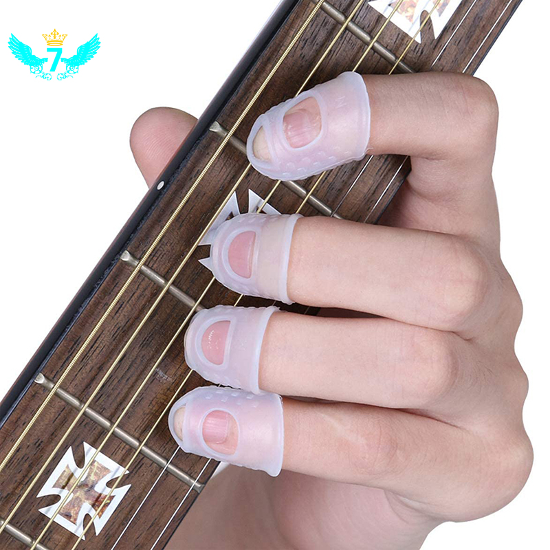 Set 8 Miếng Silicon Bảo Vệ Ngón Tay Khi Chơi Đàn Guitar / Ukulele Màu Trong Suốt