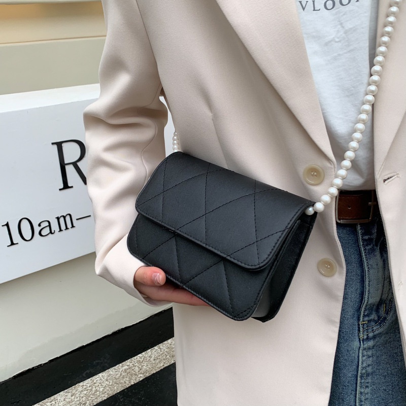 Túi đeo chéo IELGY màu trơn họa tiết đường may hình thoi đơn giản thời trang cổ điển dành cho nữ