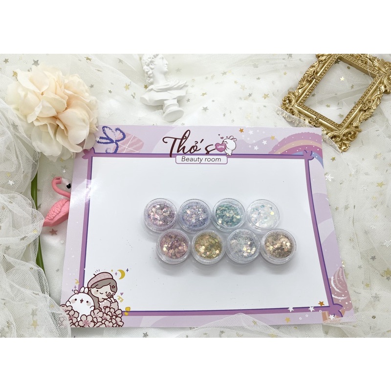 Set nhũ vảy cá 8 hũ trang trí nail/móng tay