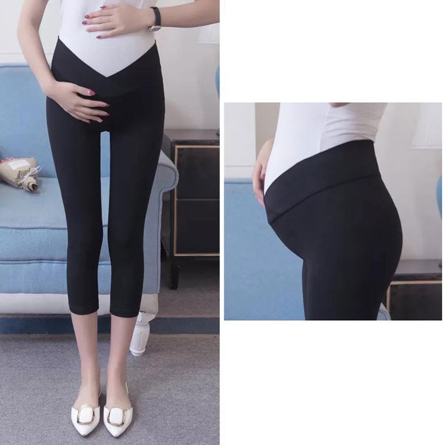 Quần legging lửng ngố bầu cạp chéo cho mẹ bầu đủ size