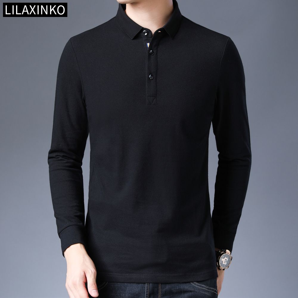 Áo Thun Polo Tay Dài Vải Cotton 3 Màu Thời Trang Thu Đông Cho Nam