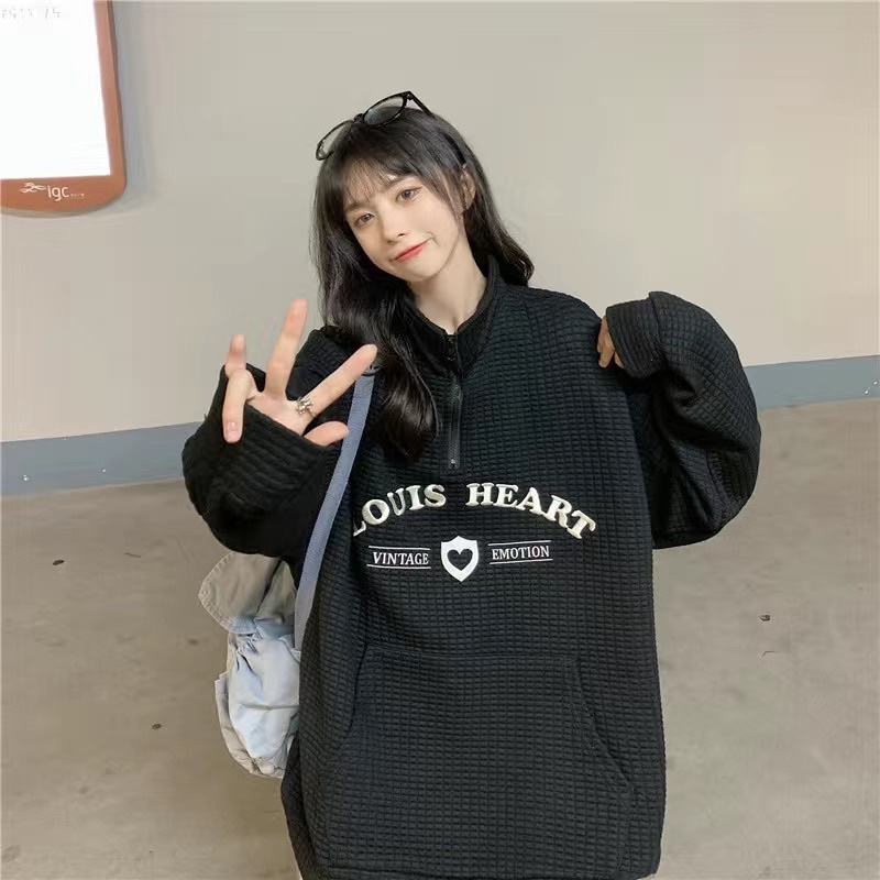 áo nỉ xốp khoá tăm chữ nổi xanh | BigBuy360 - bigbuy360.vn