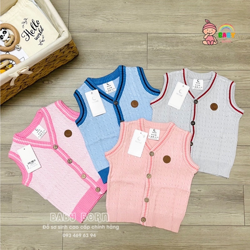 Moon - Áo gile len sơ sinh cúc giữa