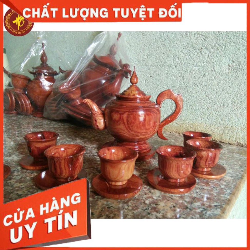 Bộ ấm chén gỗ hương ly lớn siêu đẹp - UY TÍN CHẤT LƯỢNG