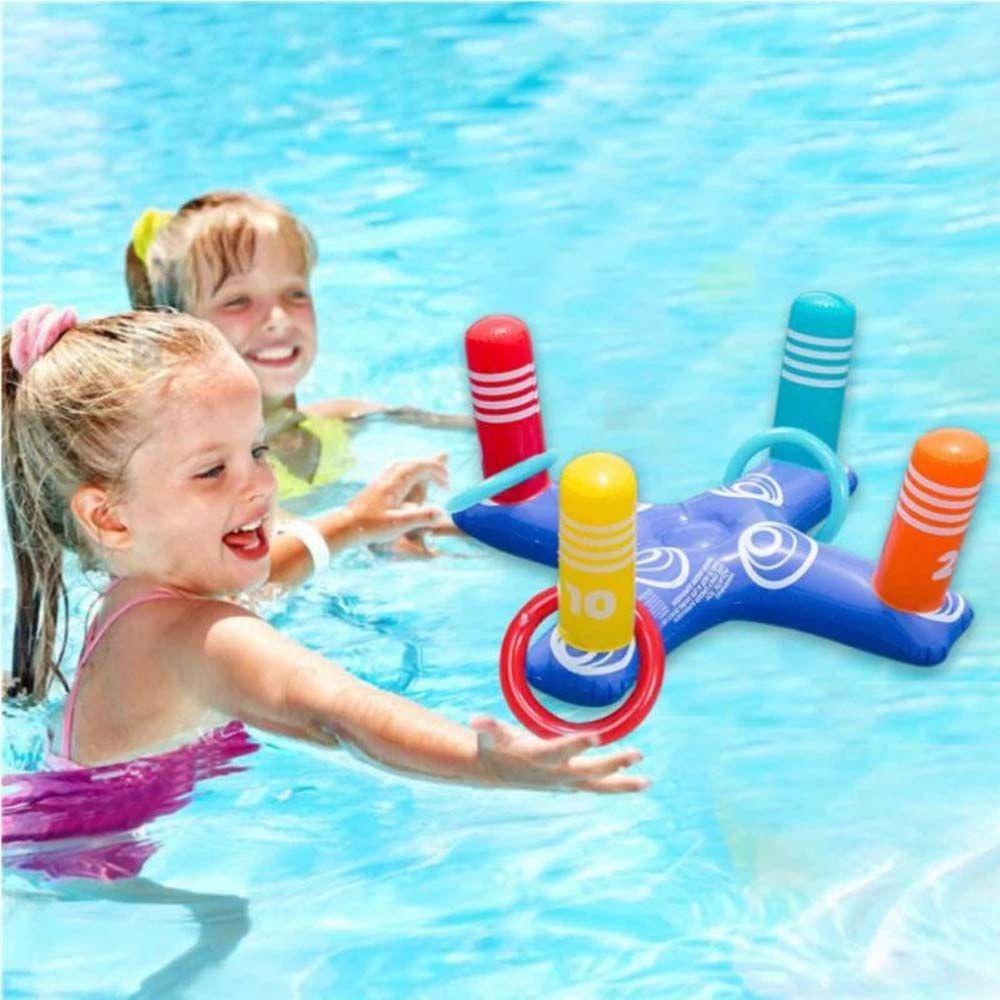 LILYES Inflatable Ring Toss Game Summer Inflatable Ring Toys Swimming Pool Floating Ring Beach Toy Party Props Water Toy Ring Toys Children Plaything Air Mattress Throw Pool Game/Multicolor