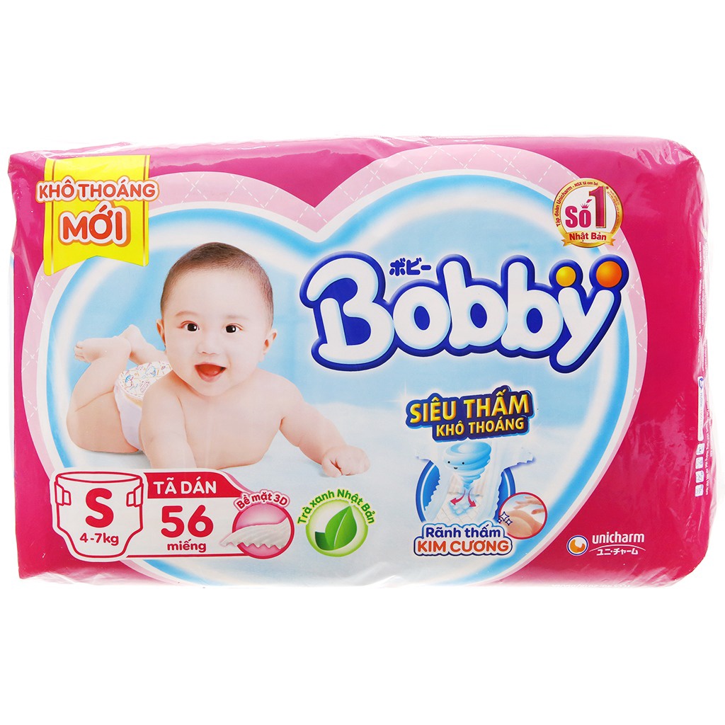 Tã Dán Bobby Fresh Size S56 - XS40- S46 Miếng (Cho Bé 4 - 7kg)