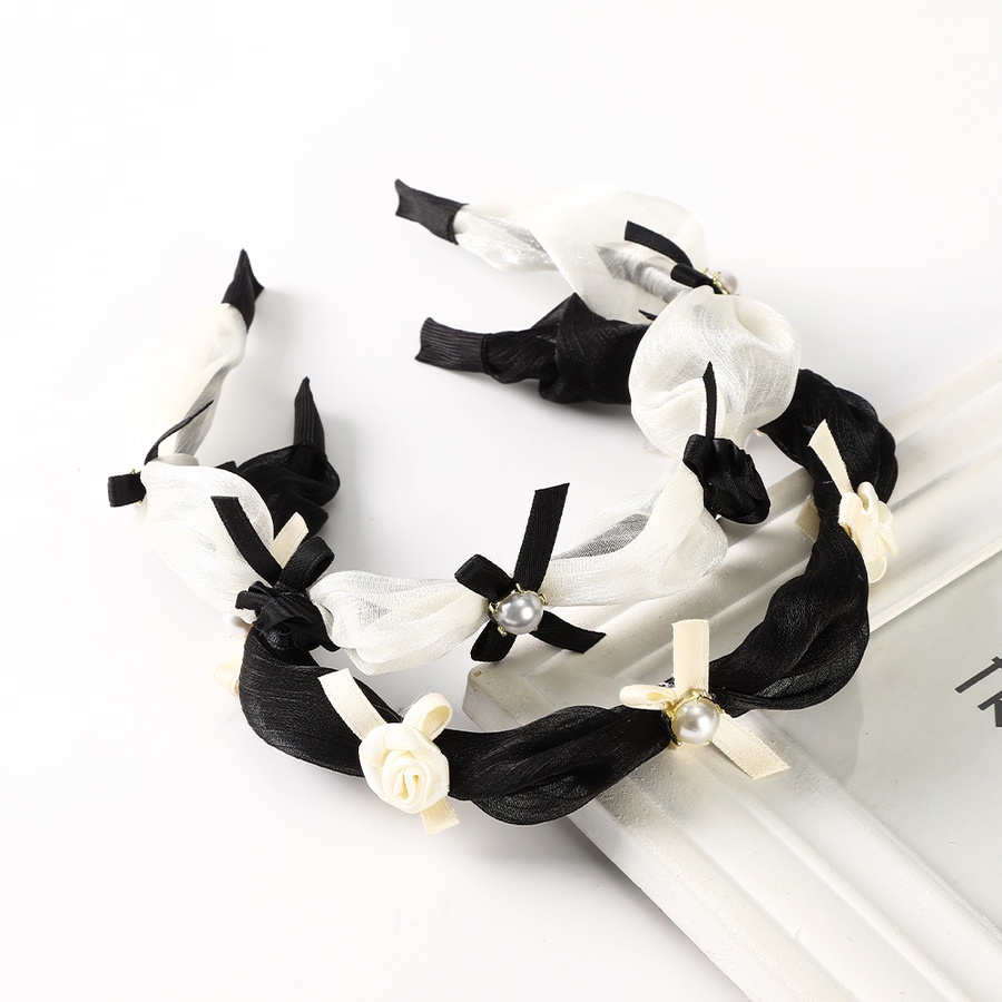 Băng Đô Vải Lưới Đính Ngọc Trai Và Hoa Hồng Thời Trang Hàn Quốc Cho Nữ