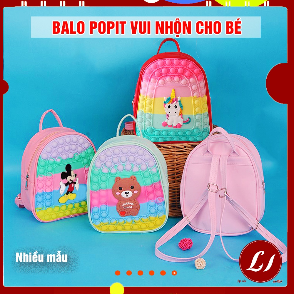 Balo POP IT cho bé mầm non từ 1-5 tuổi - balo họa tiết hoạt hình chống thấm nước chất liệu an toàn cho bé