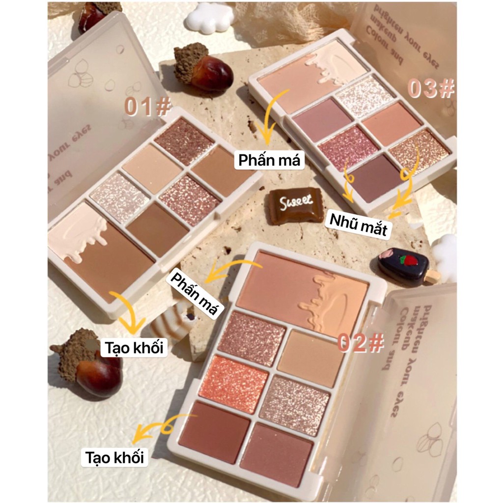 Bảng phấn mắt hạt dẻ 7 màu XIXI kiêm bắt sáng phấn má tạo khối nhũ kira Soft Glow Seven-color Eyeshadow Palette XIXI27 | BigBuy360 - bigbuy360.vn