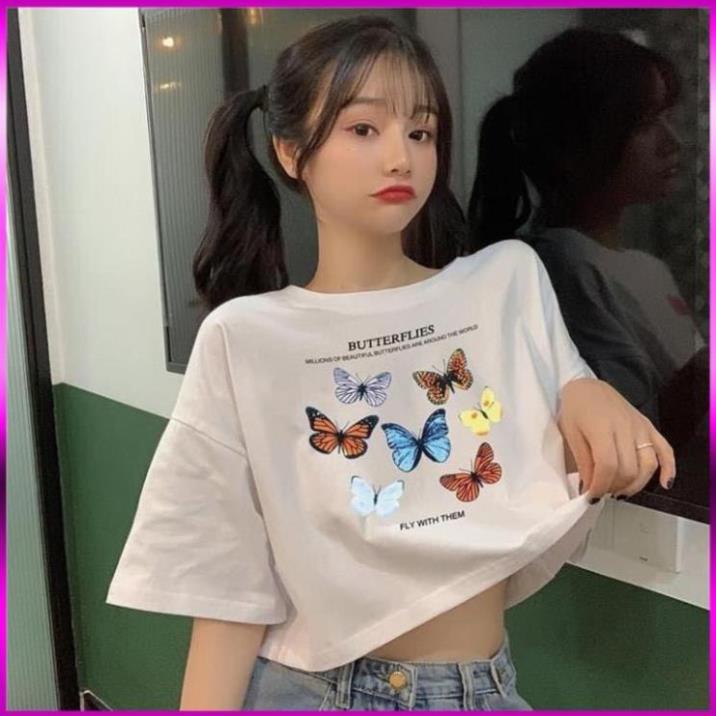 Áo Croptop Nữ , Áo Thời Trang Mẫu Mới Ovesize Hình Bướm [ Mã L21 ] | BigBuy360 - bigbuy360.vn