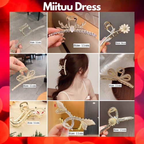 Kẹp tóc Hàn Quốc đính đá Miituu cặp tóc càng cua kim loại nhiều kiểu tùy chọn xinh xắn sang chảnh cho nữ hottrend