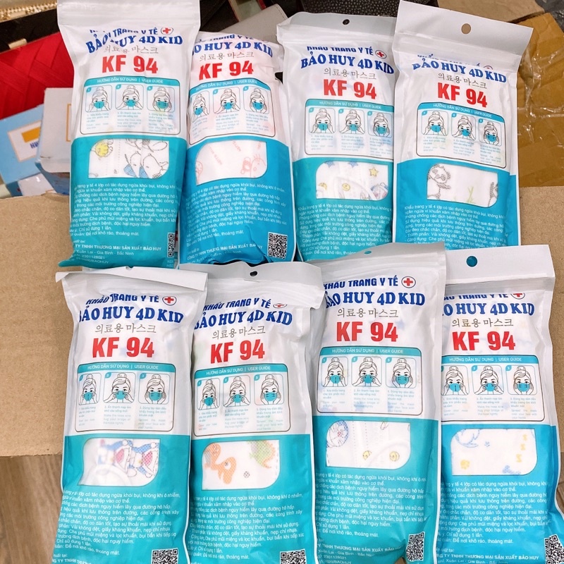 {COMBO} 10 Cái Khẩu Trang Cho Bé 4D KF94 Hoạ Tiết Bé từ (1-10 tuổi)