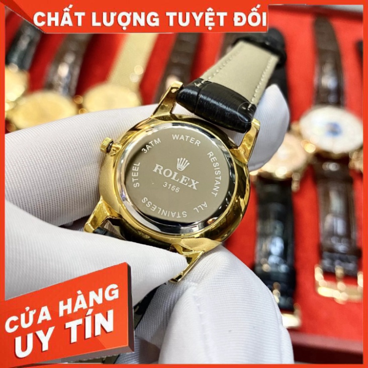 Đồng Hồ Nữ RoLex Sapphire R028 Mặt trơn 2 lịch Máy Pin Nhật chống xước Tuyệt đối