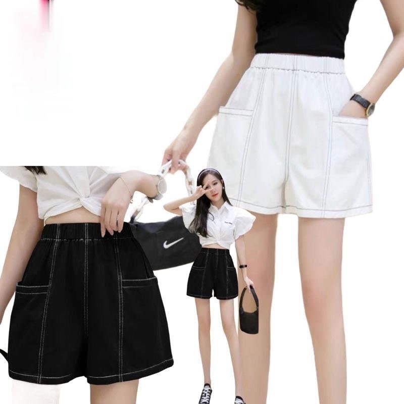 Quần short nữ lưng thun chỉ nổi UK