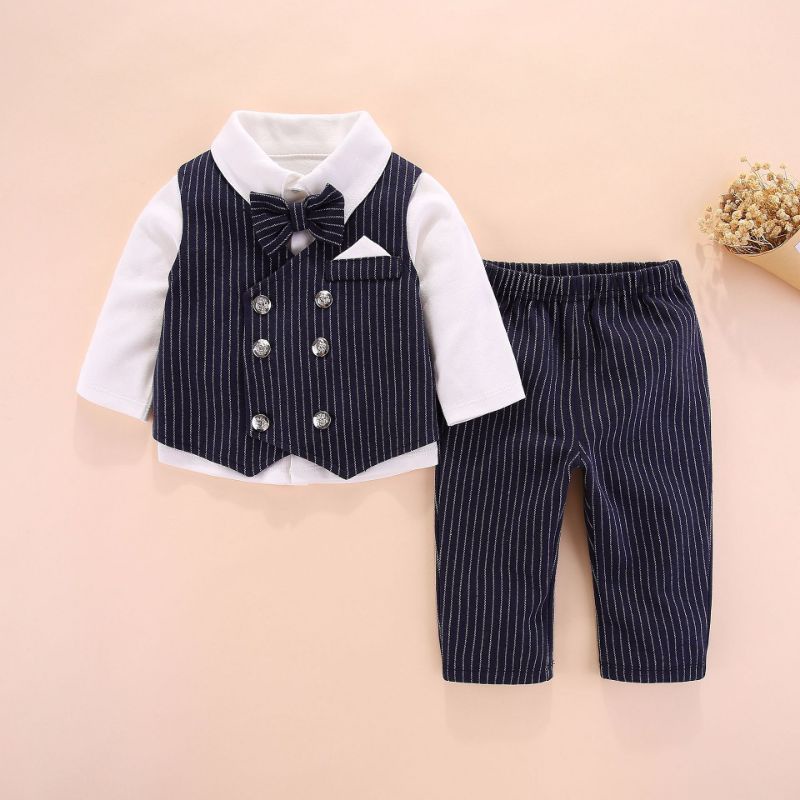Bộ Vest Gile Công Tử Cho Bé Mialy kids, Chất Liệu Cotton Mềm Mại Thiết Kế Sang Trọng, 2 Màu Cá Tính Cho Bé Trai 0-4 Tuổi