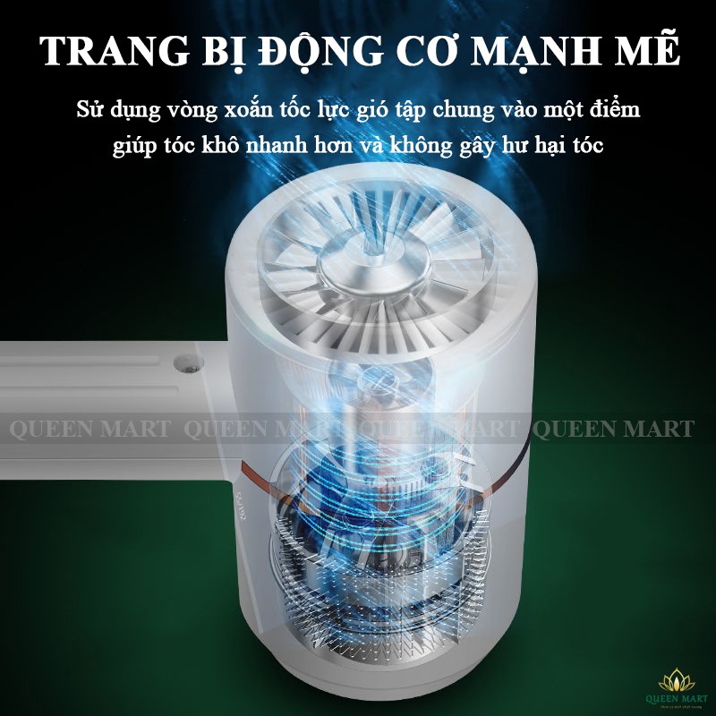 Máy Sấy Tóc Kalas Công Suất Lớn 2000W Kèm Phụ Kiện Máy làm tóc, Bộ bấm móng tay, Lược, Ngoáy tai – Q063