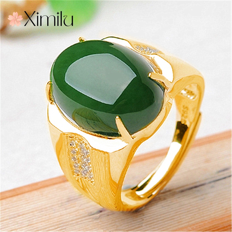 ♥ Nhẫn vàng ngọc xanh tự nhiên 18k nam sang trọng