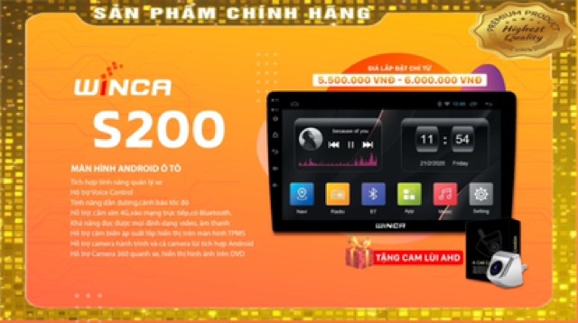 MÀN HÌNH XE HƠI ANDROID WINCA S200 ĐÃ BAO GỒM MẶT DƯỠNG