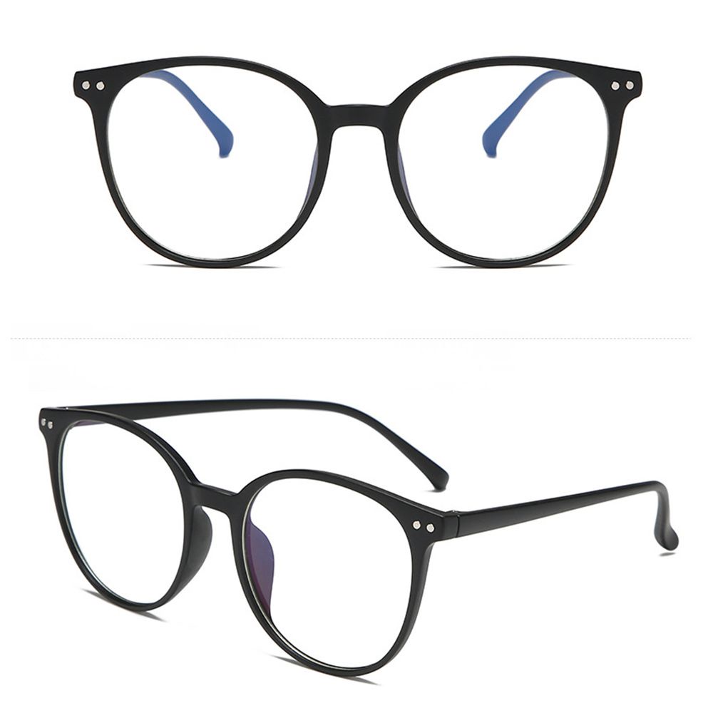 CLEVER Vintage Office Computer Goggles Oversized Anti Radiation Blue Light Blocking Glasses Round Frame Lightweight Fashion Clear Lens Anti Blue Light Glasses