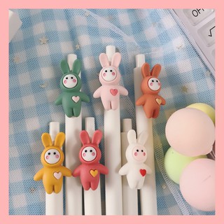 Bút gel đen phibi kiểu dáng hoạt hình đáng yêu màu trắng 0.5mm