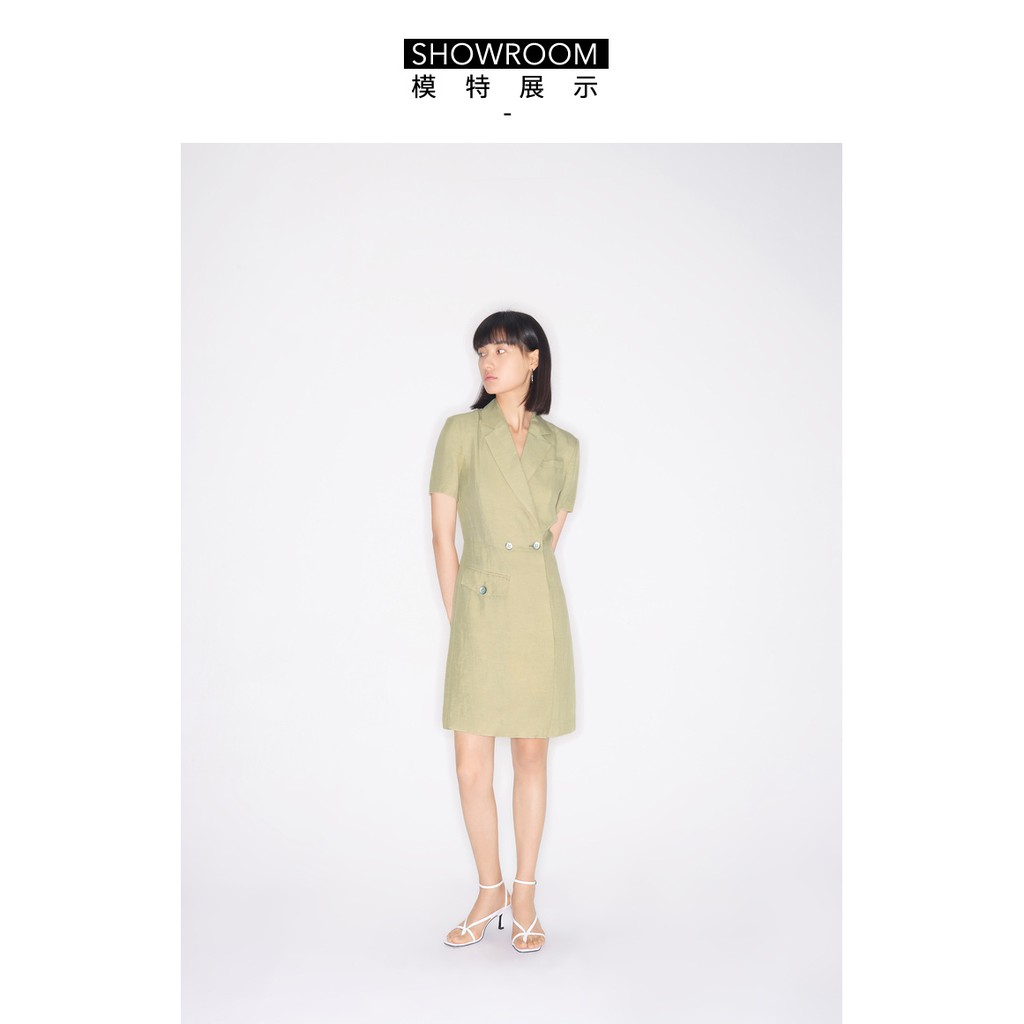 Đầm cổ vest Lily xanh pastel