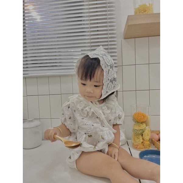 Đồ bộ liền thân lireri + nón ren handmade Nanci room